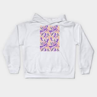 Botanicals and Dots - Hand Drawn Design - Pink, Purple, Orange, Black Kids Hoodie